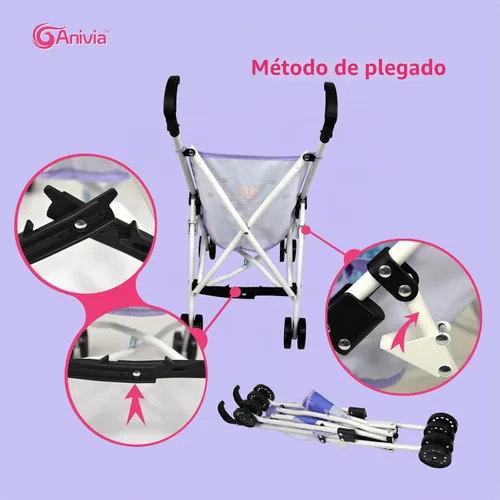 Vista 7 de Anivia Colección de Cochecitos de Juguete Cochecito de Muñecas Accesorios de Muñeca para Niños Pequeños 1-3 Diseño de Corazón Regalos para Niños