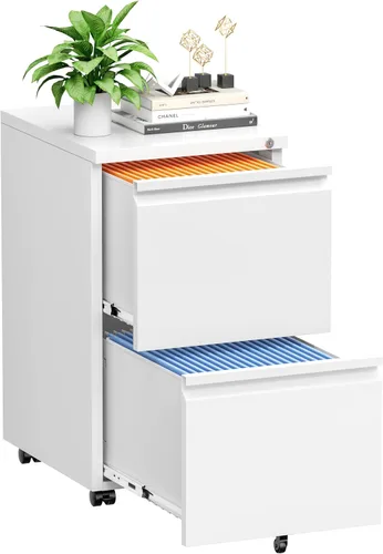Vista 26 de INTERGREAT - Archivador de 3 cajones, gabinetes de archivo de metal con cerradura, gabinete móvil de oficina con ruedas para tamaño legal/carta