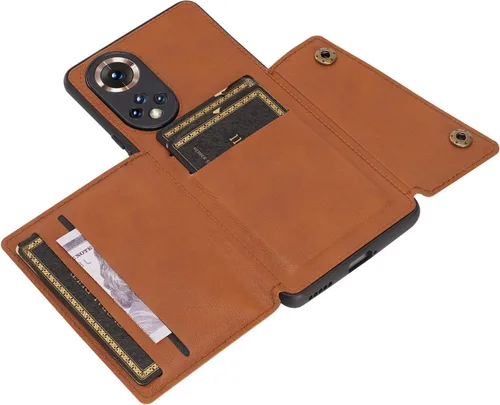 Vista 3 de Funda para Huawei Nova 9 con ranura para tarjeta Honor 50 NTH-AN00 NTH-NX9/nova 9 4G NAM-AL00 NAM-LX9 NAM-LX9 NAM-L09 NAM-L29 - Funda marrón