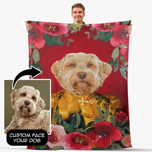 Vista 4 de Zocoshi Manta personalizada de retrato de mascota, retrato de mascota personalizado, manta de retrato de mascota real, manta de regalo conmemorativa
