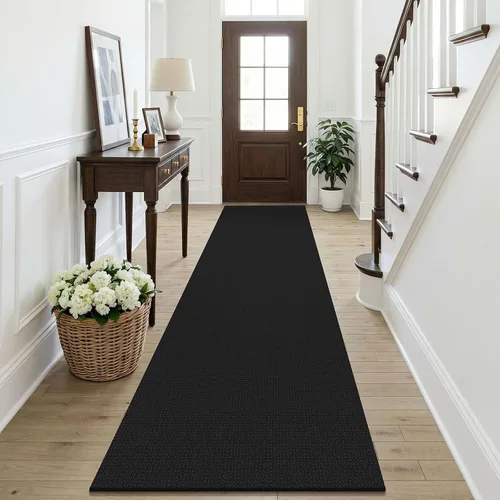 Vista 66 de KOZYFLY - Tapete para puerta de interior, lavable, pequeña, antideslizante, con respaldo de goma, felpudo de algodón para el hogar, color negro