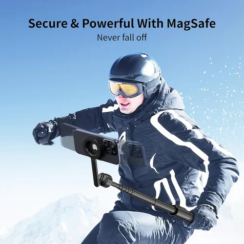 Vista 7 de SEAJIC Trípode magnético para teléfono con palo selfie de 64" para iPhone con control remoto y anillo de metal, trípode de viaje automático