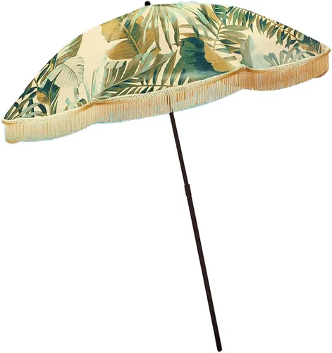 Vista 56 de Sombrilla de playa para arena, resistente al viento, con bolsa de anclaje de arena, portátil, flecos, bolsa de mezclilla, cuenta con parte inferior