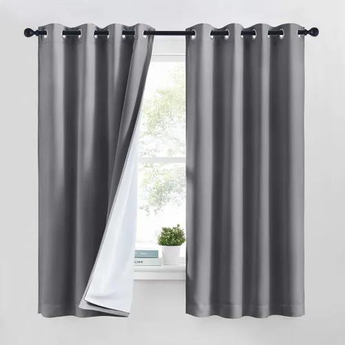 Vista 28 de NICETOWN Cortinas de Lino Sintético Angora con Barrera de Sonido que Aísla el Polvo, 100% Opacas, de 84 Pulgadas de Largo, 1 Panel, Cortinas