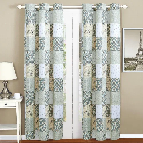 Vista 4 de All American Collection Moderno 4 PC Floral Impreso Hogar Dormitorio Cortinas a juego Beige