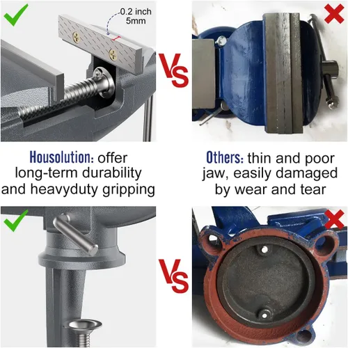 Vista 4 de Housolution Abrazadera Universal de Mesa de 3 Pulgadas, Base Giratoria de 360°, Abrazadera de Banco para el Hogar, Abrazadera de Tornillo de Banco