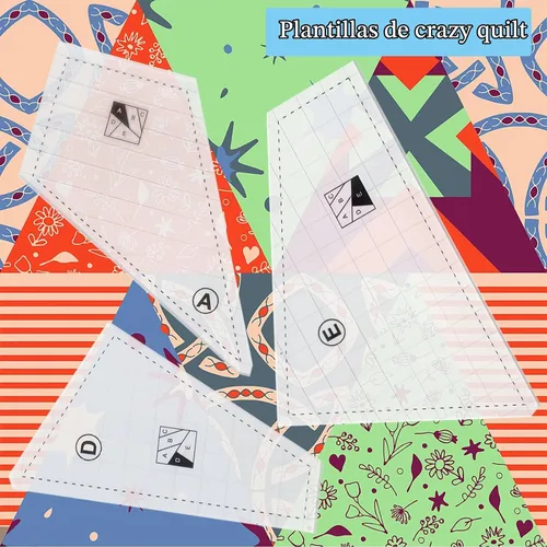 Vista 6 de Reglas y plantillas de acolchado, 5 piezas creativas plantillas de corte de acolchado acrílico para patrones de corte, juego de reglas de edredón