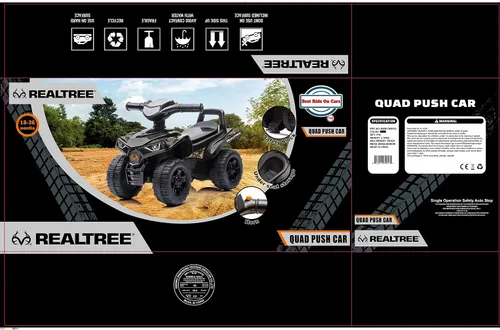Vista 2 de [Usado] Best Ride On Cars Quad Push Car, ligero pie a piso para niños pequeños Negro