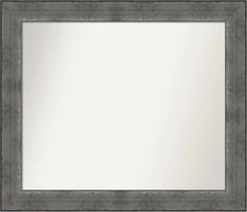 Vista 122 de Amanti Art Espejo de baño plateado para sobre el fregadero, 24 x 24 pulgadas, espejo cuadrado de peltre forjado a medida, marco de madera casual