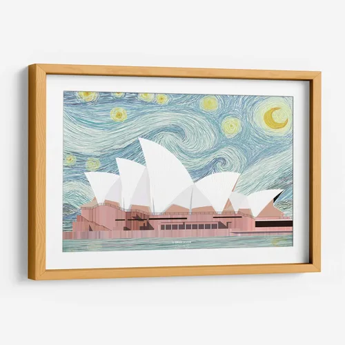 Vista 9 de Canvas Lab Sydney Opera House by DRAM 11 x 7 in Fine Art Framed Print, Frame Color: Black, With Mat