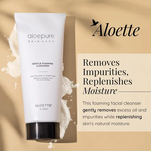 Vista 2 de Aloette Limpiador facial de espuma suave, lavado facial hidratante para mujeres y hombres, limpiador facial rejuvenece y repone la humedad natural