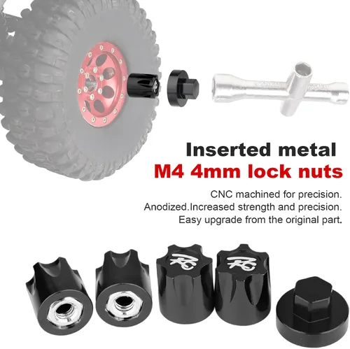 Vista 3 de Hobbypark Adaptador de tapa central de llanta de automóvil RC de aluminio para 1/10 RC Crawler Traxxas TRX4 Axial SCX10 90046 D90 Redcat Gen7 (negro)
