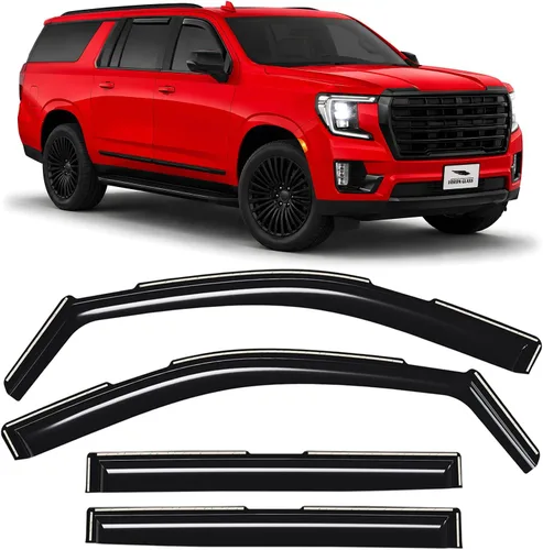 Vista 51 de Voron Glass Protectores de lluvia extra duraderos con cinta adhesiva para Chevrolet (Chevy) Silverado 2500HD/3500HD 2007-2014 cabina extendida Negro