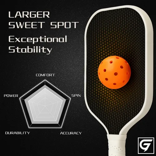 Vista 6 de Juego de 2 palas de pickleball para principiantes, familias y entusiastas de todas las edades, raquetas de pickleball T300 con infusión de carbono