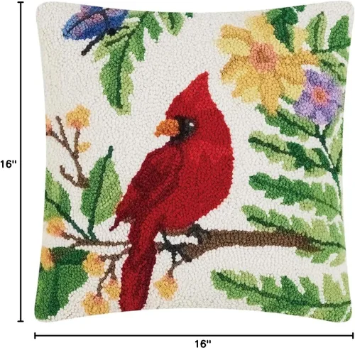Vista 3 de Peking Handicraft Cardinal - Almohada con gancho de relleno de polietileno, cuadrado de 16 pulgadas, decoración del hogar