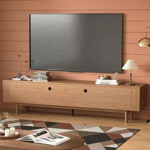 Vista 7 de Soporte de TV moderno de mediados de siglo de 86.61 pulgadas