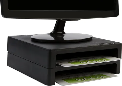 Vista 4 de Vu Ryte Soporte elevador apilable para monitor de computadora de 2 pulgadas, VuRyser 2, negro, VUR 4855 (paquete de 2)