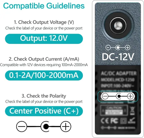 Vista 9 de Adaptador de fuente de alimentación 12V 2A AC DC 2 Amp Transformador Cargador universal de 12 voltios y 24 W para reemplazo de electrónica