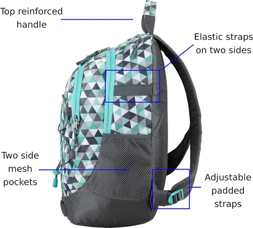 Vista 4 de FUEL Mochila de senderismo para mujeres y hombres, Terra Sport, viajes, universidad, gimnasio, trabajo con funda para laptop, Bungee, 18 pulgadas