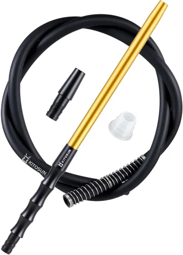 Vista 12 de Kitosun D-Hose Juego de manguera para cachimba – Accesorios para shisha premium de 1.1 pies de largo mango de boquilla de aluminio desmontable Negro