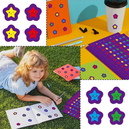 Vista 4 de 2880 calcomanías de estrellas para niños, calcomanías de caras tristes felices para tabla de comportamiento de recompensa, calcomanías