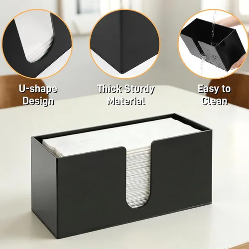 Vista 4 de ZAVOOS Paquete de 2 soportes para toallas de papel acrílico, dispensador de servilletas de encimera negro para plegado en Z plegable en C