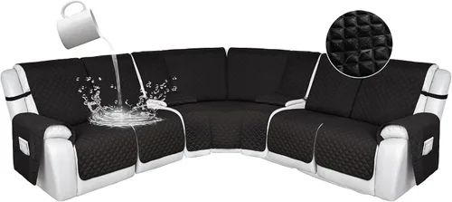 Vista 59 de HDCAXKJ Fundas de sofá seccional reclinable 100% impermeable, forma de L, funda de sofá reclinable lavable acolchada suave para mascotas, perro
