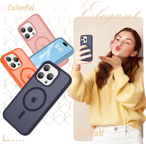 Vista 90 de Funda para Google Pixel 10 Pro XL, cubierta magnética mate, color negro Fit for MagSafe, Screen Protector included, Shockproof Military Grade