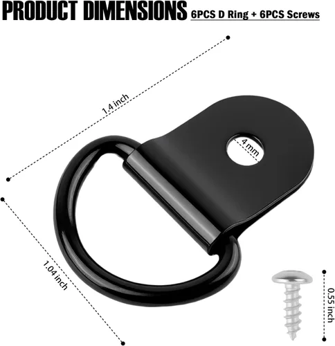 Vista 2 de Juego de anclaje de amarre de anillo en D mejorado de 6 piezas con tornillos, anclaje de amarre de remolque de acero inoxidable para asegurar redes