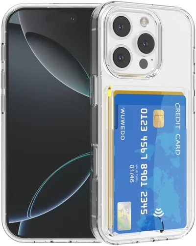 Vista 23 de 【Actualización】 Funda tipo cartera transparente para iPhone 13, antiamarilleo, delgada, parachoques de TPU + funda trasera de policarbonato con 2