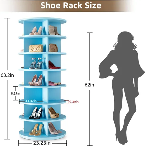 Vista 3 de Lazy Susan - Zapatero giratorio de 7 niveles, organizador de zapatos giratorio para 28-32 pares Lazy Susan 360, armario giratorio para zapatos