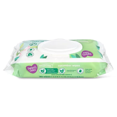 Vista 4 de Parent's Choice Toallitas húmedas refrescantes con aroma a pepino con infusión de vitamina E y aloe, 240