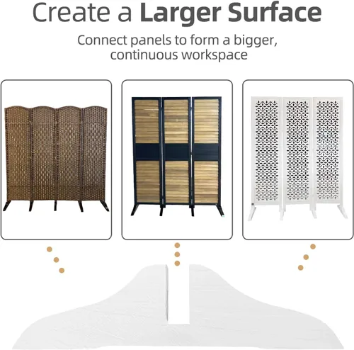 Vista 6 de 4 soportes plegables divisores de habitación, soporte plegable para pantalla de privacidad, soporte divisor de habitación de madera con tornillos