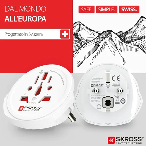 Vista 2 de Skross Adaptador de viaje del mundo a Europa, blanco