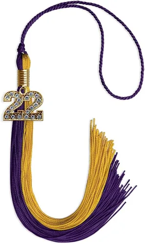 Vista 28 de Endea Graduation Borla de doble color con dije dorado (negro/oro brillante, 2022)