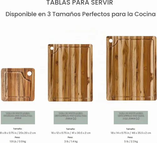 Vista 7 de Tabla de cortar de teca - Tabla cuadrada con orificio de esquina y canal de jugo (8 x 8 x 0.75 pulgadas) - Por Teakhaus