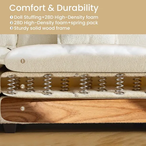 Vista 4 de Sofá modular de nube modular de 112 pulgadas con otomana móvil, sofás en forma de L para sala de estar, cómodo sofá de 3 plazas con funda extraíble