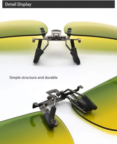 Vista 3 de Gafas de conducción nocturna con clip, color amarillo polarizado Verde y amarillo (Flip-up disponible)