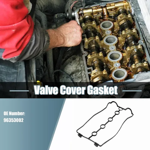 Vista 2 de uxcell Juntas de tapa de válvula de motor para Chevrolet Aveo 1.6L 2004-2008 No.96353002 Negro