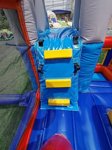 Vista 7 de Castillo inflable de grado comercial de 16 x 12 pies, (PVC resistente), (soplador de 1100 W) - 2 toboganes, hoyo de bolas, aro de baloncesto, casa
