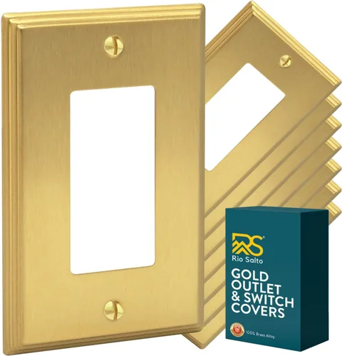 Vista 18 de Rio Salto BRASS Deco Collection - Placa de pared ciega de metal dorado de tamaño estándar, cubierta de salida resistente a la corrosión