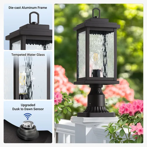 Vista 7 de VIANIS Luces de Poste Grandes para Exteriores del Atardecer al Amanecer, Bronce Frotado con Aceite Cableadas Impermeables Lámpara de Poste Exterior