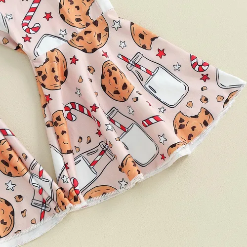 Vista 7 de DuAnyozu Traje de Halloween para bebé niña, camiseta de manga larga, camiseta con letras de calabaza, pantalones de campana, ropa de otoño + diadema