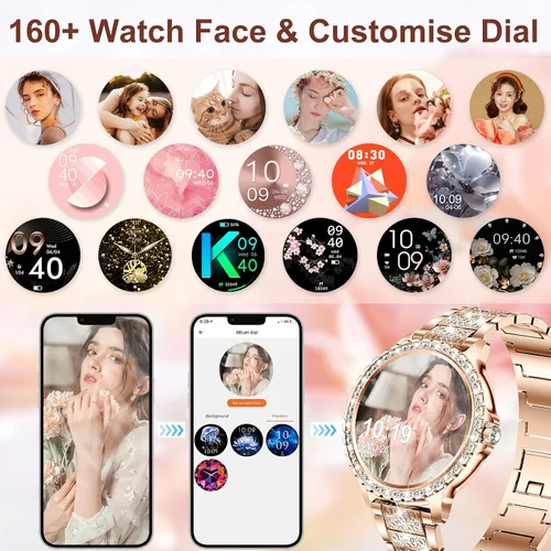 Vista 6 de Relojes inteligentes para mujer (respuesta/hacer llamadas), más de 120 relojes inteligentes deportivos para Android iOS, pantalla HD de 1.32