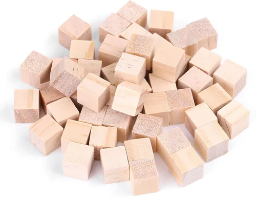 Vista 6 de Karlak Square Wood Cubes, Smooth Natural Craft Blocks (25mm (10 Pieces))