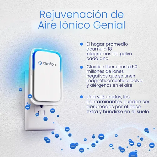 Vista 6 de Clarifion - Ionizadores de aire para el hogar (paquete de 3), sistema de filtración de iones negativos, ambientador de aire silencioso