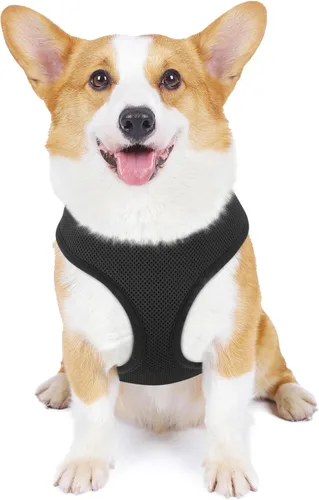 Vista 31 de MoNiBloom Arnés para perro de tamaño pequeño, chaleco acolchado suave para cachorros para caminar, correr, entrenar - negro, XS