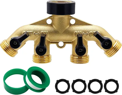 Vista 9 de Biswing Divisor de Manguera de Jardín de 2 Vías, Conector de Grifo de Latón Resistente Divisor, Divisor en Y 2 Válvulas con 2 Arandelas de Goma