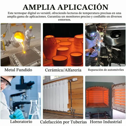 Vista 6 de Termómetro de termopar tipo K Probador de termopar de canales dobles (-58 ~ 2372 °F) Medidor de escala Kelvin de temperatura de alta precisión