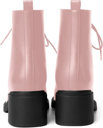 Vista 39 de ROSERWISH Botas altas de tacón bajo y grueso para mujer, con cordones, cómodas, modernas, con puntera redonda, de 2.5 pulgadas